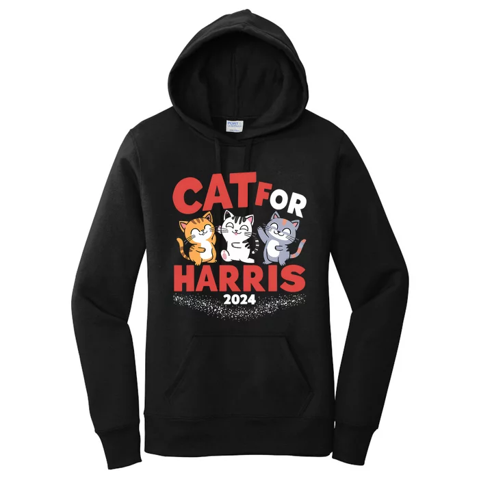 Cats For Harris Cat Lady 2024 President Kamala Harris Women's Pullover Hoodie