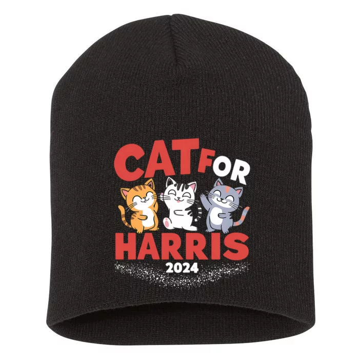 Cats For Harris Cat Lady 2024 President Kamala Harris Short Acrylic Beanie