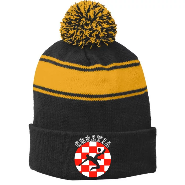 Croatia Flag Hrvatska Soccer Team Croatian Football Hrvatska Stripe Pom Pom Beanie