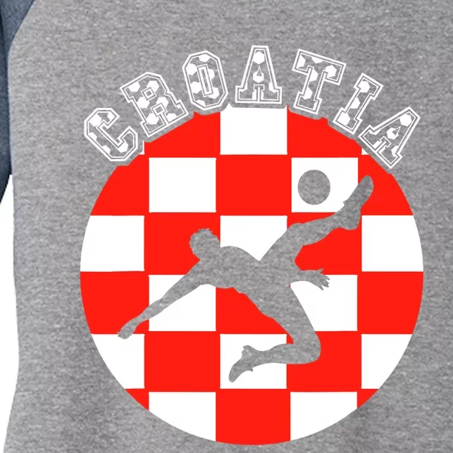 Croatia Flag Hrvatska Soccer Team Croatian Football Hrvatska Women's Tri-Blend 3/4-Sleeve Raglan Shirt