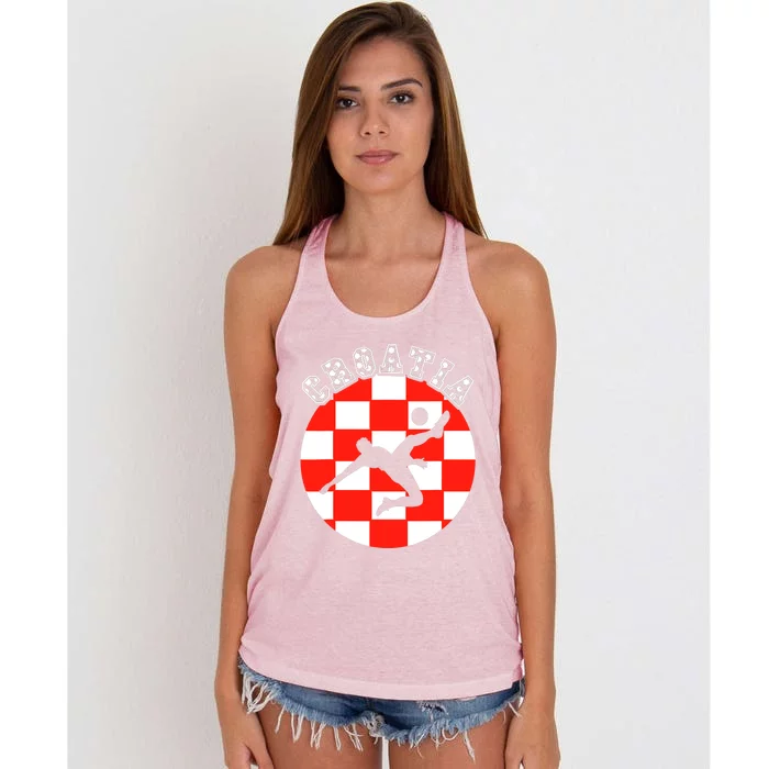 Croatia Flag Hrvatska Soccer Team Croatian Football Hrvatska Women's Knotted Racerback Tank