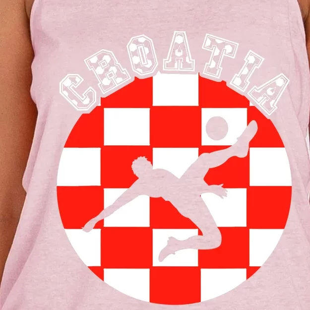 Croatia Flag Hrvatska Soccer Team Croatian Football Hrvatska Women's Knotted Racerback Tank