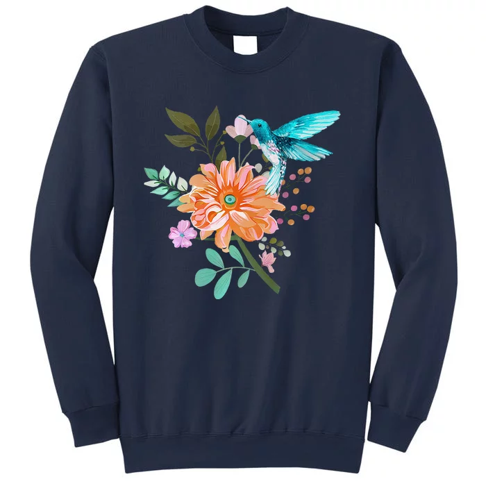 Colorful Flowers Hummingbird Sweatshirt