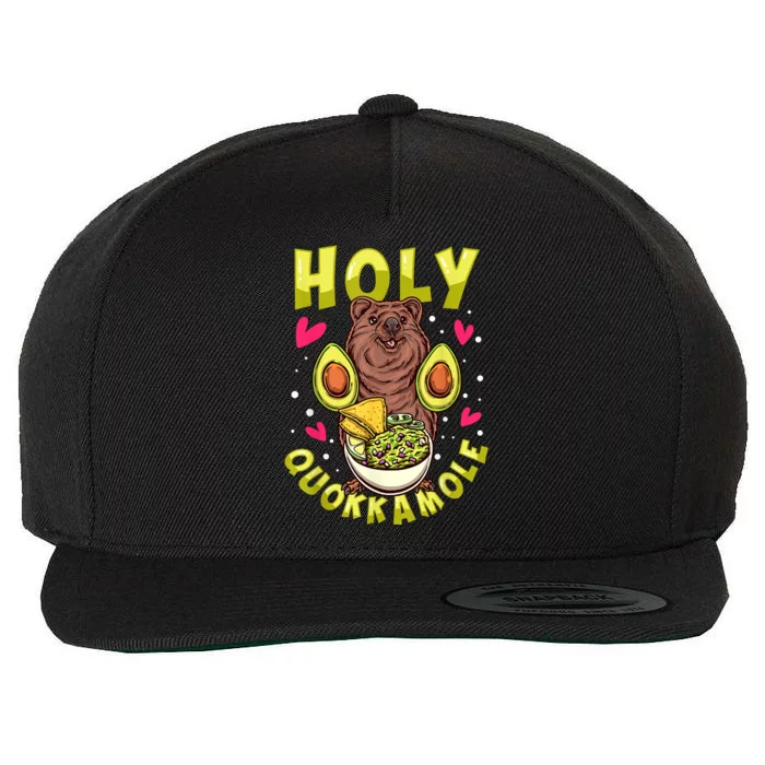 Cute Funny Holy Quokkamole Quokka Lover Avocado Guacamole Wool Snapback Cap