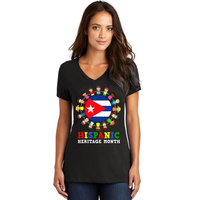 Cuban Flag Heritage Celebration Cuba Women's V-Neck T-Shirt