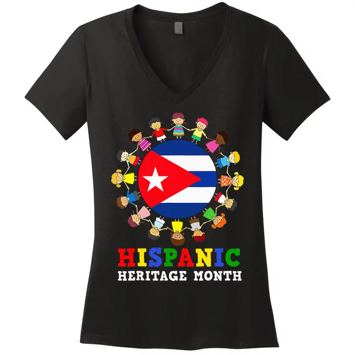 Cuban Flag Heritage Celebration Cuba Women's V-Neck T-Shirt