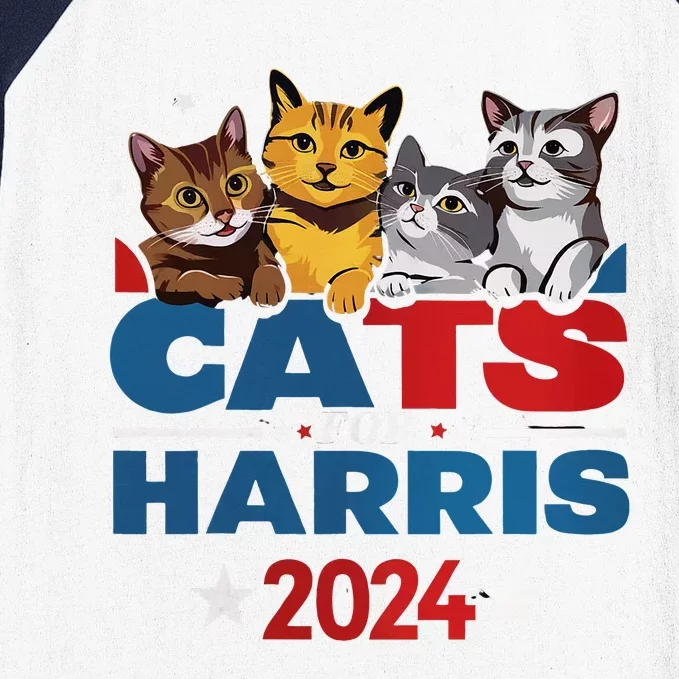 Cats For Harris 2024 Kamala Harris For President 2024 Baseball Sleeve Shirt