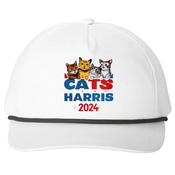 Cats For Harris 2024 Kamala Harris For President 2024 Snapback Five-Panel Rope Hat