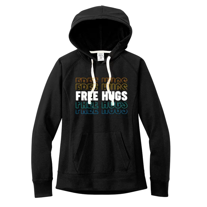 Colorful Free Hugs Pattern Women's Fleece Hoodie