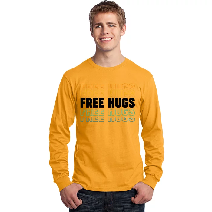 Colorful Free Hugs Pattern Long Sleeve Shirt