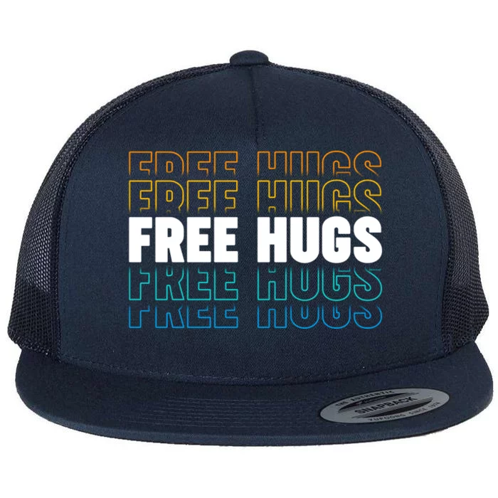 Colorful Free Hugs Pattern Flat Bill Trucker Hat