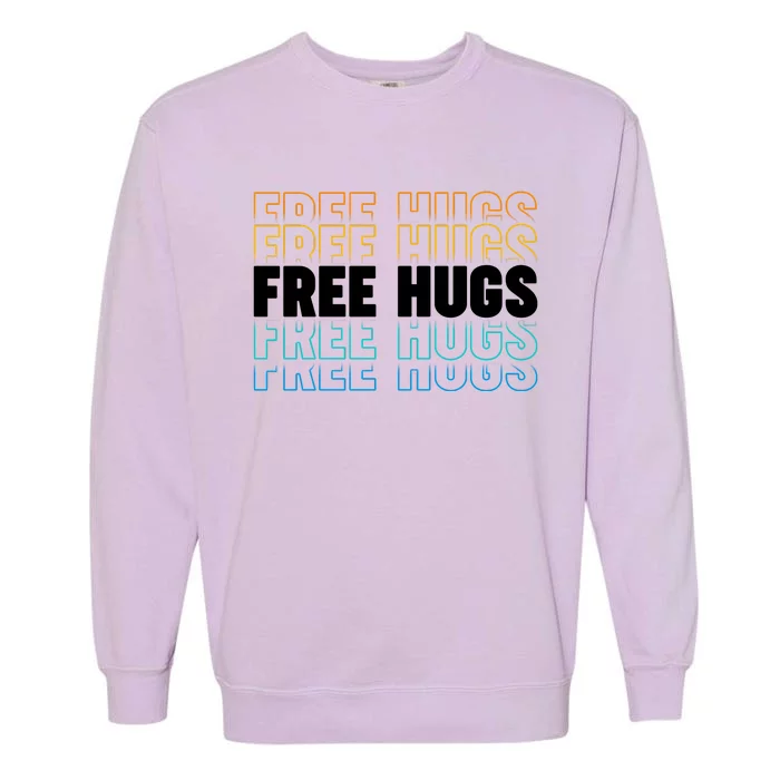 Colorful Free Hugs Pattern Garment-Dyed Sweatshirt