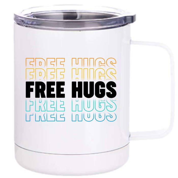 Colorful Free Hugs Pattern Front & Back 12oz Stainless Steel Tumbler Cup