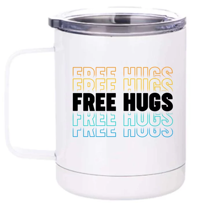 Colorful Free Hugs Pattern Front & Back 12oz Stainless Steel Tumbler Cup