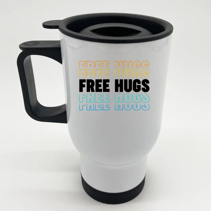 Colorful Free Hugs Pattern Front & Back Stainless Steel Travel Mug