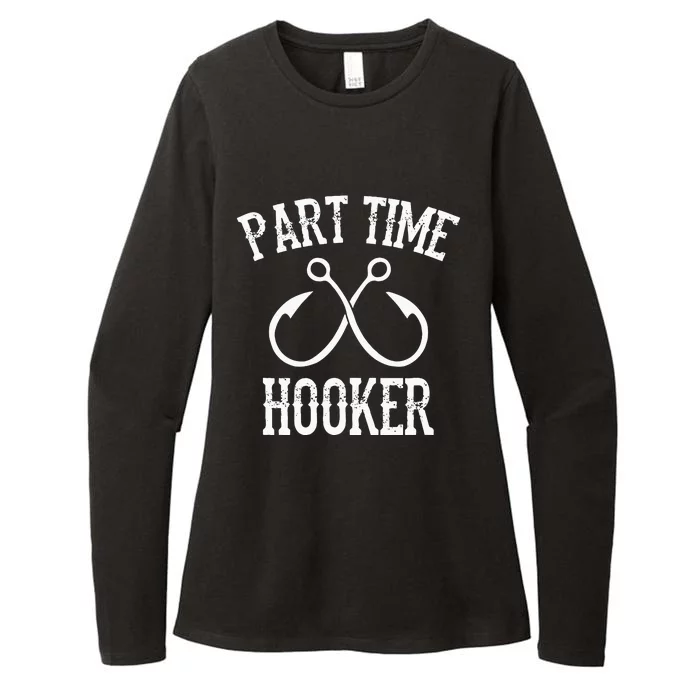 Classic Fishing Hooks Part Time Hooker Womens CVC Long Sleeve Shirt