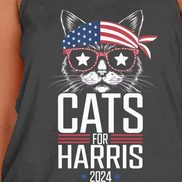 Cats For Harris 2024 Kamala Harris For President 2024 Women's Knotted Racerback Tank