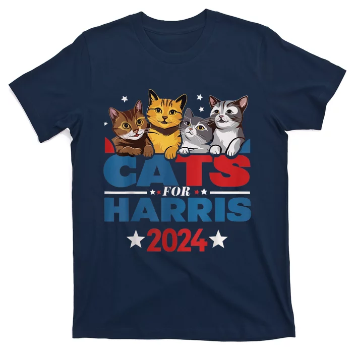 Cats For Harris 2024 Kamala Harris For President 2024 T-Shirt