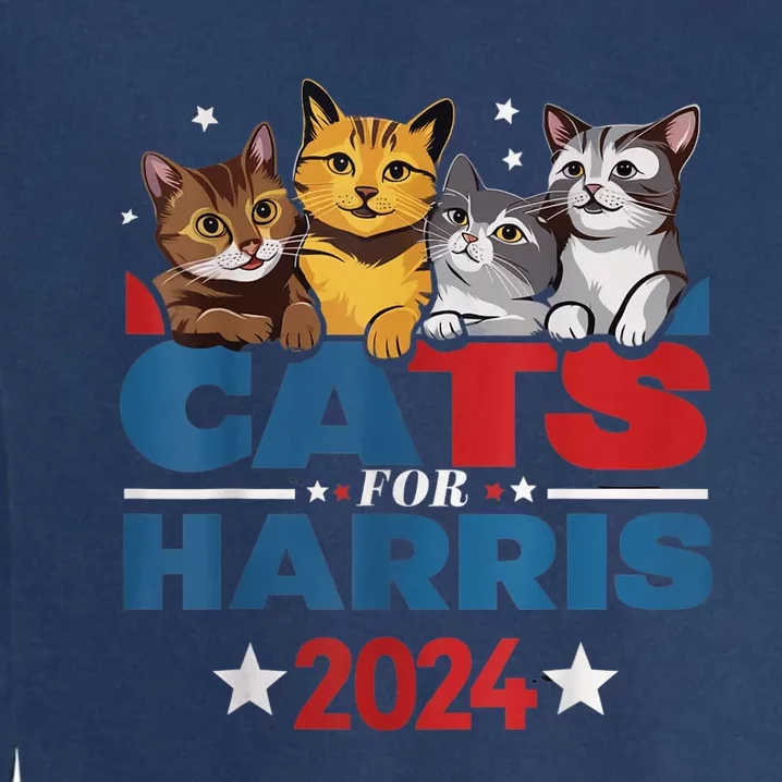 Cats For Harris 2024 Kamala Harris For President 2024 Garment-Dyed Sweatshirt