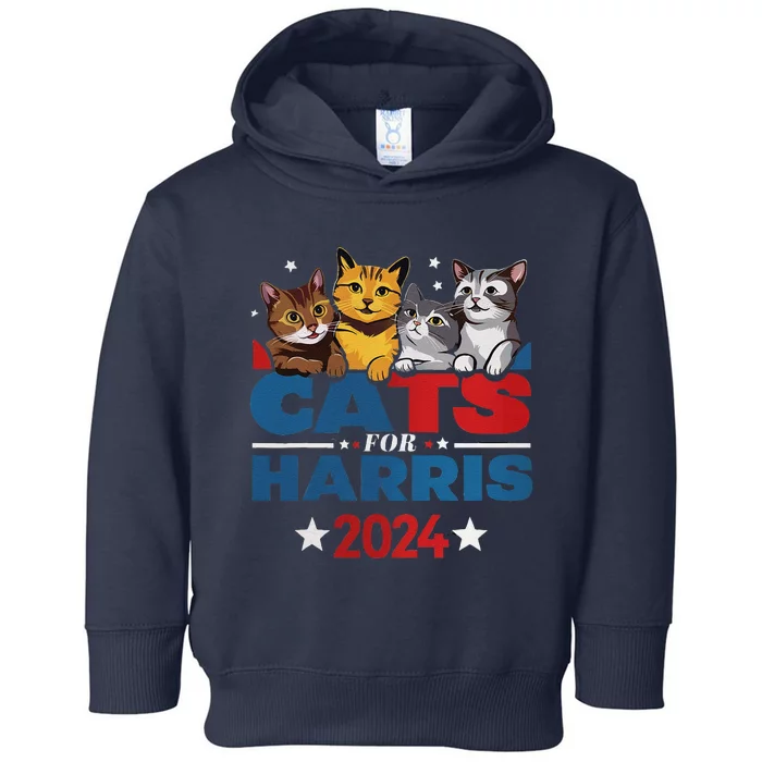 Cats For Harris 2024 Kamala Harris For President 2024 Toddler Hoodie