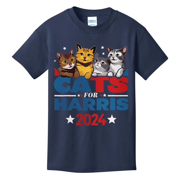 Cats For Harris 2024 Kamala Harris For President 2024 Kids T-Shirt