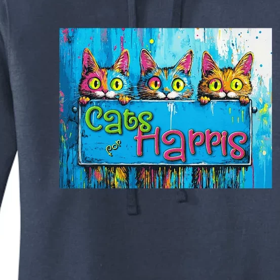 Cats For Harris Vibrant Kitten Campaign Support Art Women's Pullover Hoodie