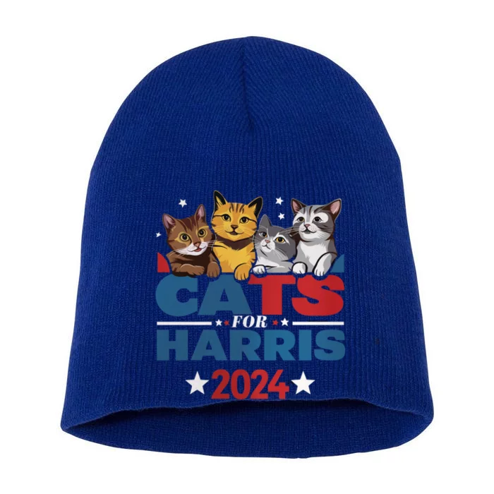 Cats For Harris 2024 Kamala Harris For President 2024 Cute Gift Short Acrylic Beanie