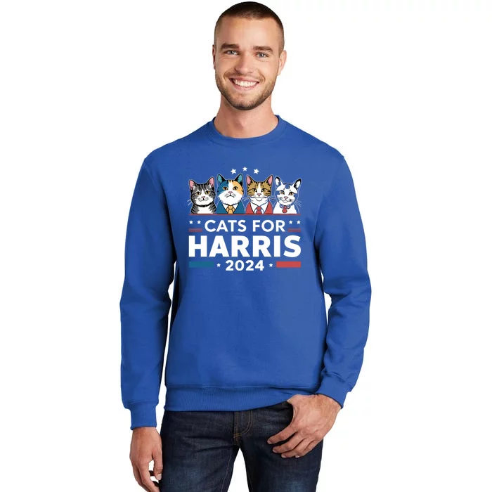 Cats For Harris 2024 Cute Patriotic Cats Gift Tall Sweatshirt