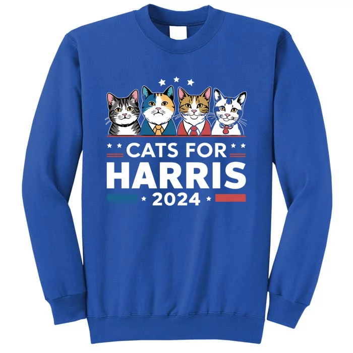 Cats For Harris 2024 Cute Patriotic Cats Gift Tall Sweatshirt