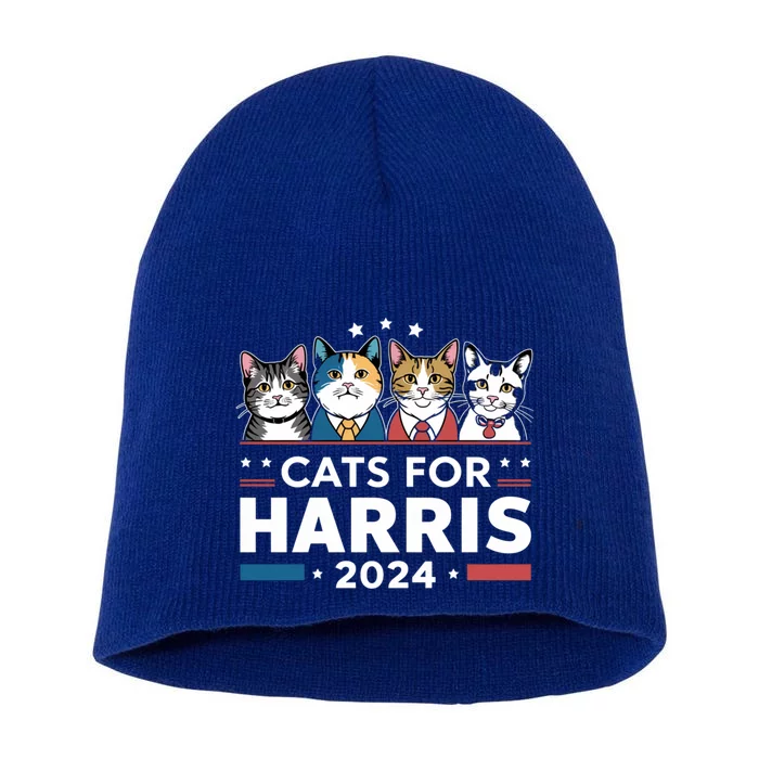 Cats For Harris 2024 Cute Patriotic Cats Gift Short Acrylic Beanie