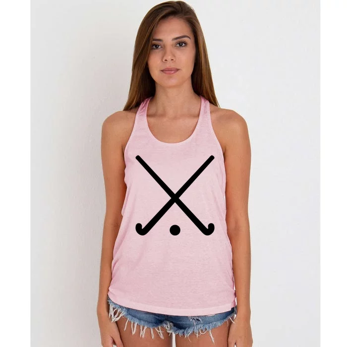 Crossed Field Hockey Sticks Gift Women's Knotted Racerback Tank