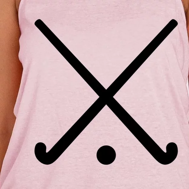 Crossed Field Hockey Sticks Gift Women's Knotted Racerback Tank