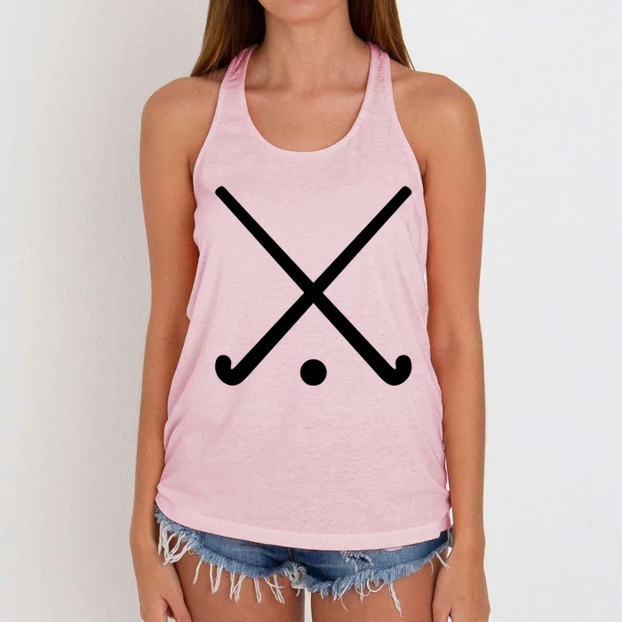 Crossed Field Hockey Sticks Gift Women's Knotted Racerback Tank