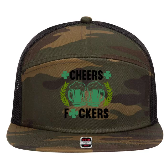 Cheers F*Ckers Hilarious St Patricks Day 7 Panel Mesh Trucker Snapback Hat