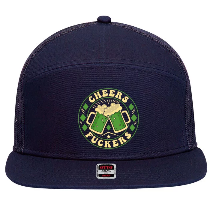 Cheers F*Ckers Hilarious St Patricks Day 7 Panel Mesh Trucker Snapback Hat