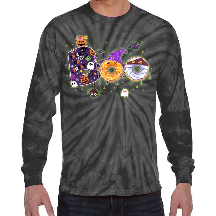 Cute Funny Halloween Boo Donuts Tie-Dye Long Sleeve Shirt