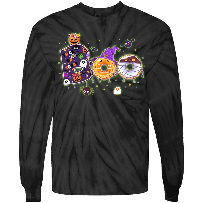 Cute Funny Halloween Boo Donuts Tie-Dye Long Sleeve Shirt