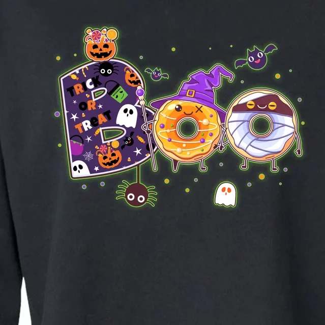 Cute Funny Halloween Boo Donuts Cropped Pullover Crew