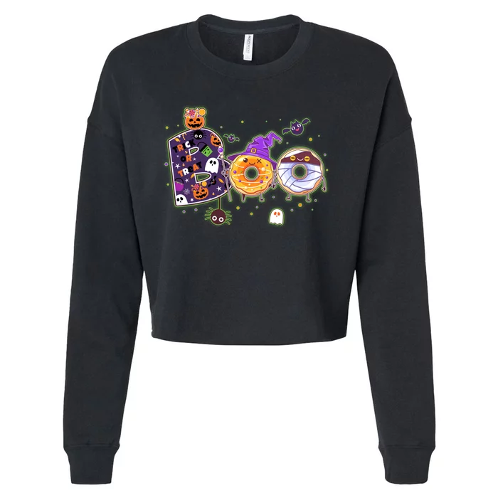 Cute Funny Halloween Boo Donuts Cropped Pullover Crew