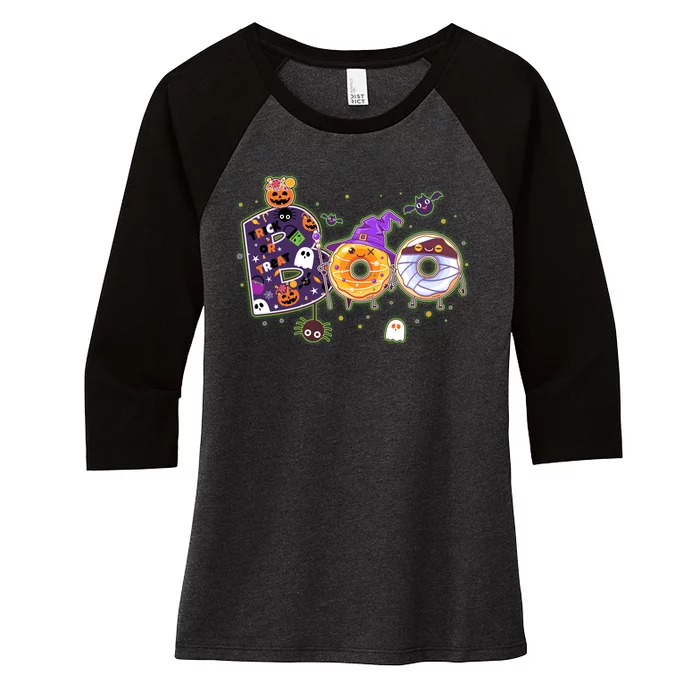 Cute Funny Halloween Boo Donuts Women's Tri-Blend 3/4-Sleeve Raglan Shirt