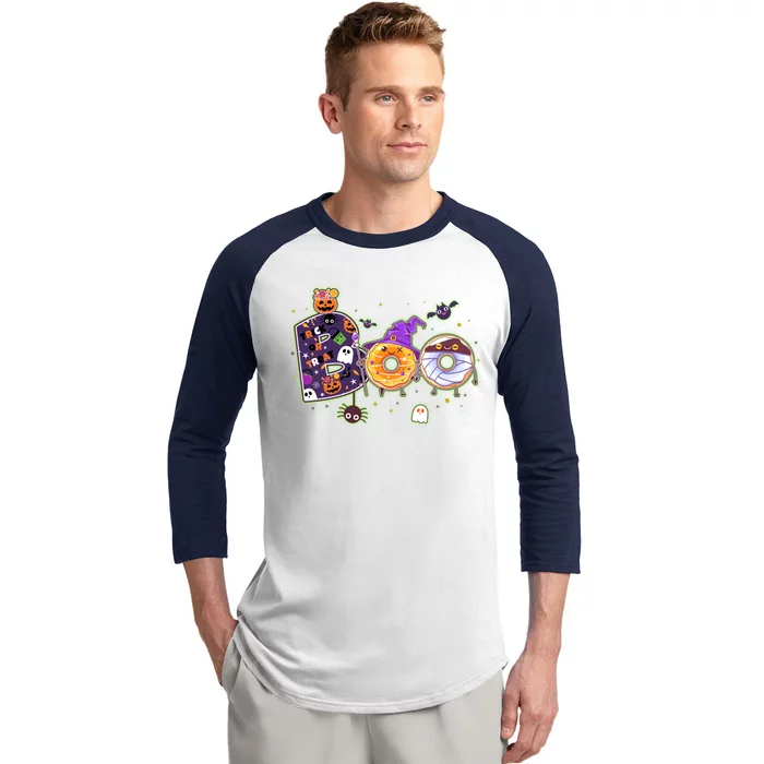 Cute Funny Halloween Boo Donuts Baseball Sleeve Shirt