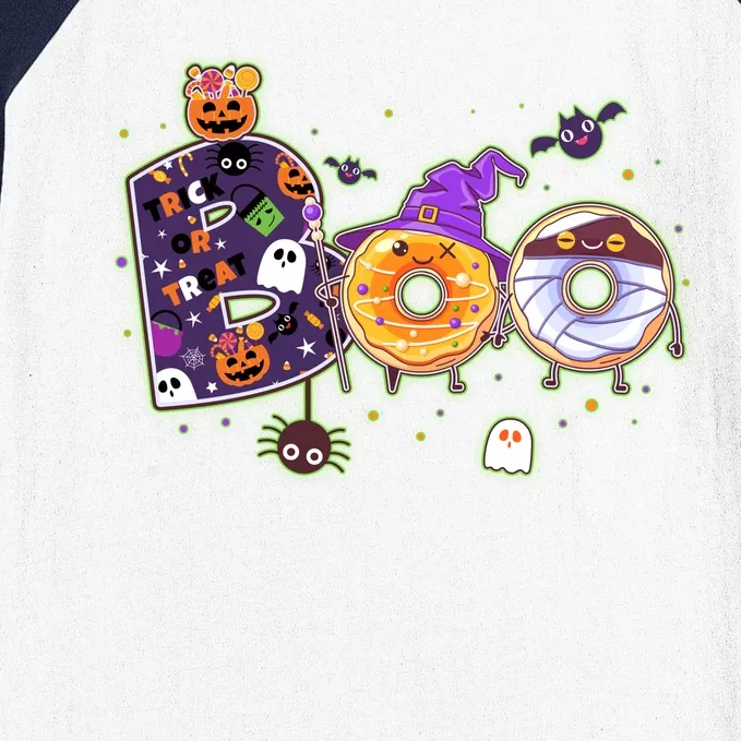 Cute Funny Halloween Boo Donuts Baseball Sleeve Shirt