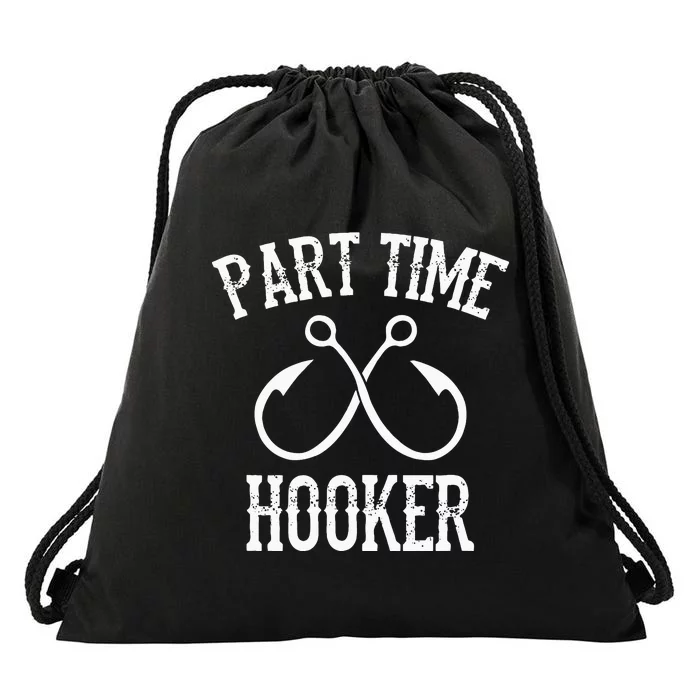 Classic Fishing Hooks Part Time Hooker Drawstring Bag