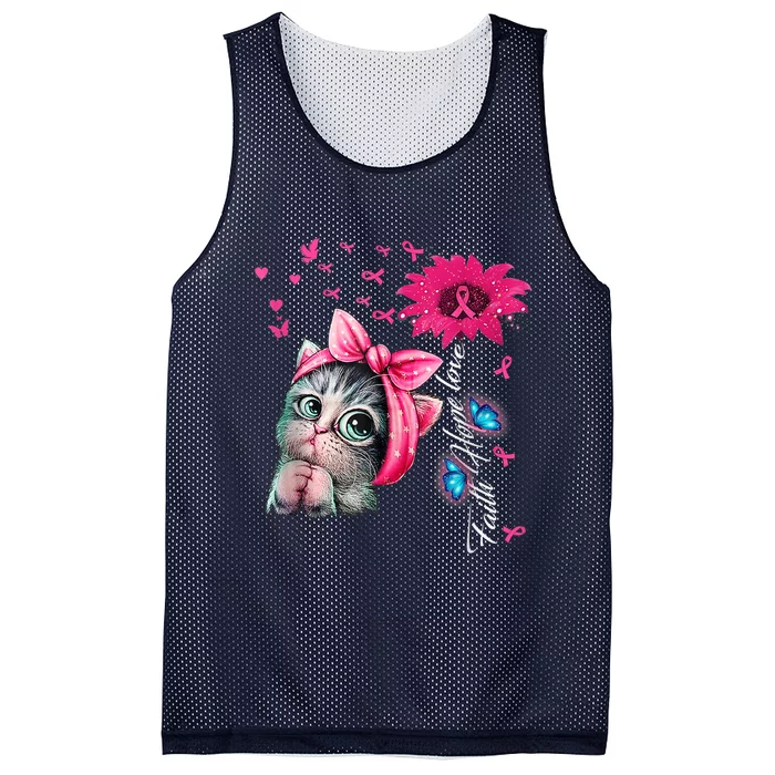 Cat Faith Hope Love Breast Cancer Awareness Mesh Reversible Basketball Jersey Tank