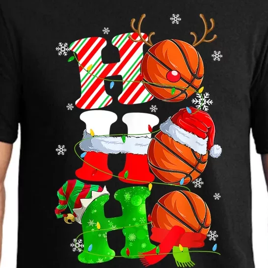 Christmas Funny Ho Ho Ho Basketball Pajama Santa Lover T Pajama Set