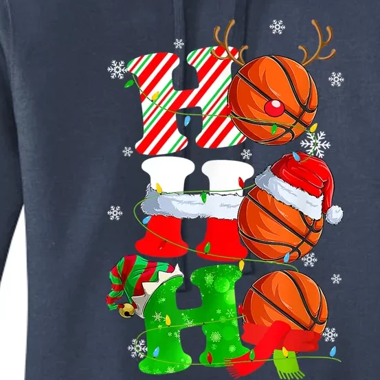 Christmas Funny Ho Ho Ho Basketball Pajama Santa Lover T Women's Pullover Hoodie