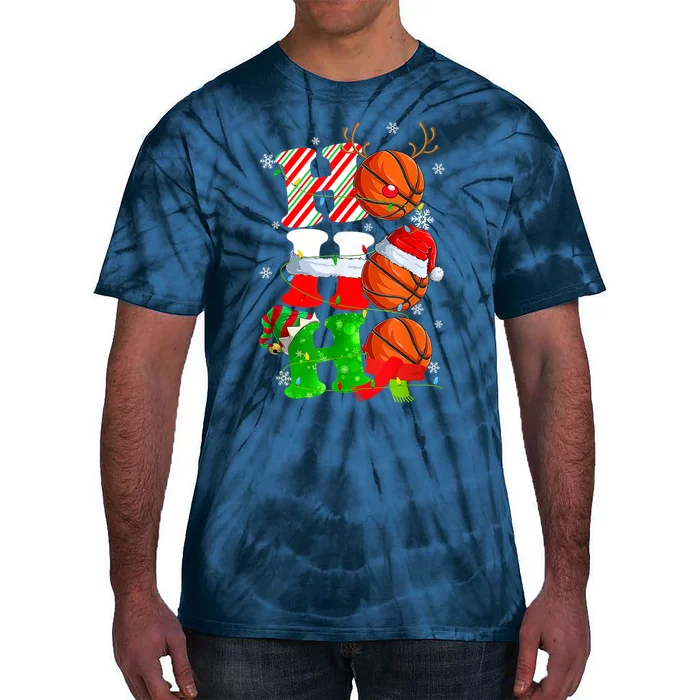 Christmas Funny Ho Ho Ho Basketball Pajama Santa Lover T Tie-Dye T-Shirt