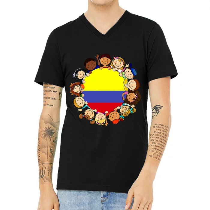 Colombia Flag Hispanic Heritage Month Colombian V-Neck T-Shirt