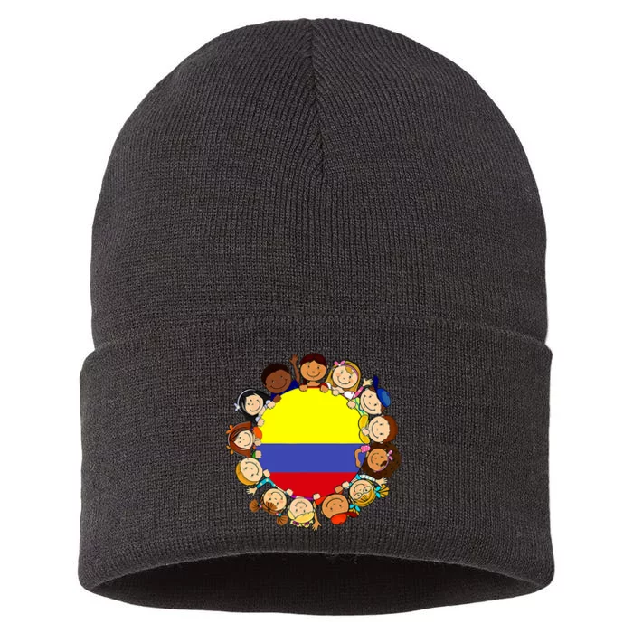 Colombia Flag Hispanic Heritage Month Colombian Sustainable Knit Beanie