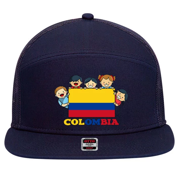 Colombia Flag Hispanic Heritage Month Colombian 7 Panel Mesh Trucker Snapback Hat